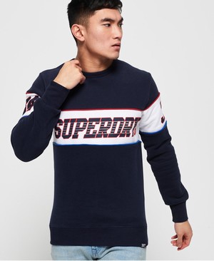 Superdry Retro Stripe Férfi Pulóver Sötétkék | HVPOC6837